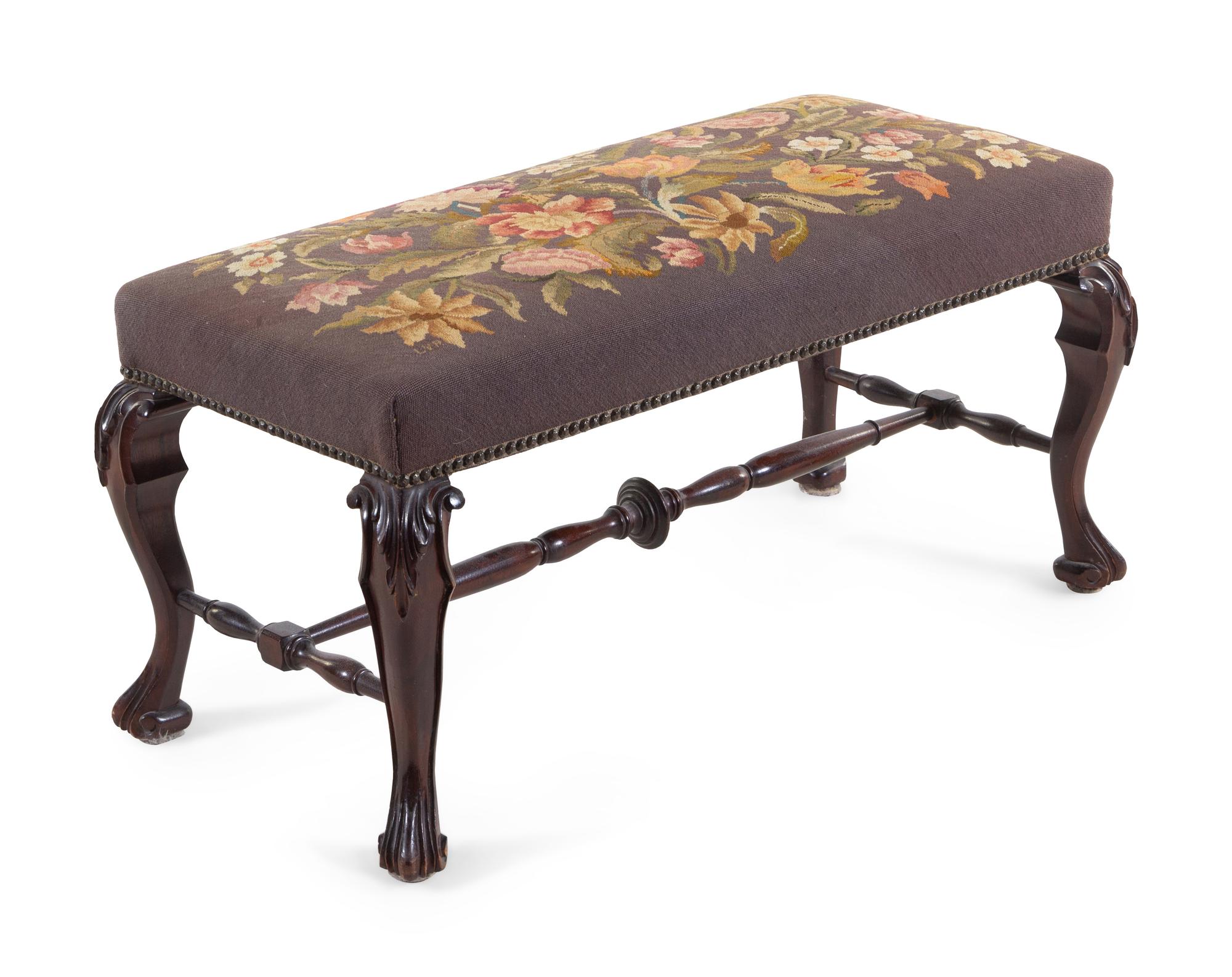 A Victorian Carved Mahogany Window Seat