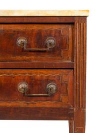 An Italian Mahogany and Marquetry Marble-Top Commode