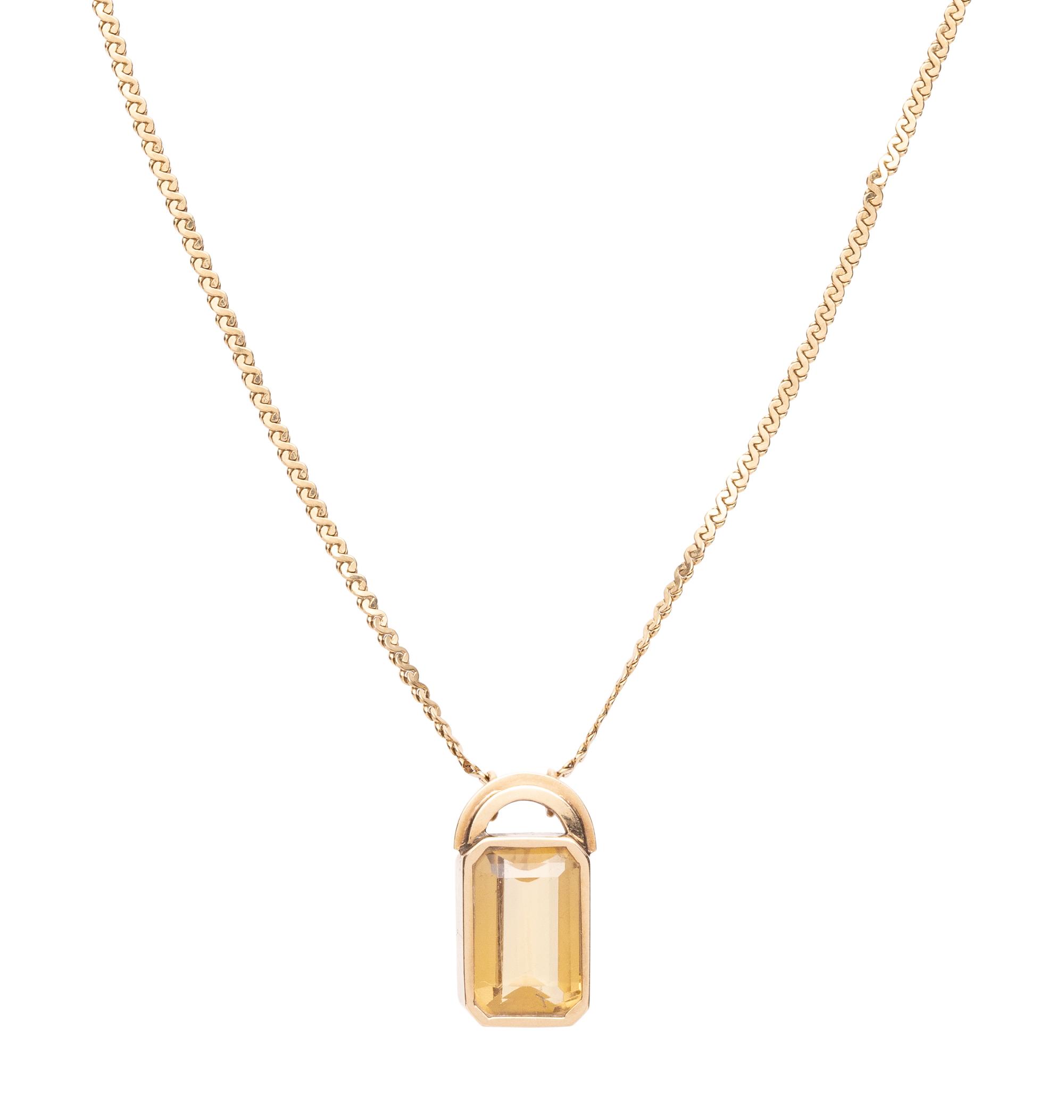 YELLOW GOLD AND CITRINE PENDANT/NECKLACE