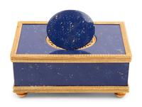 A Swiss Gilt Metal Mounted and Simulated Lapis Lazuli Singing Bird Box