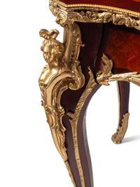 A Louis XV Style Gilt Bronze Mounted Parquetry Bureau Plat