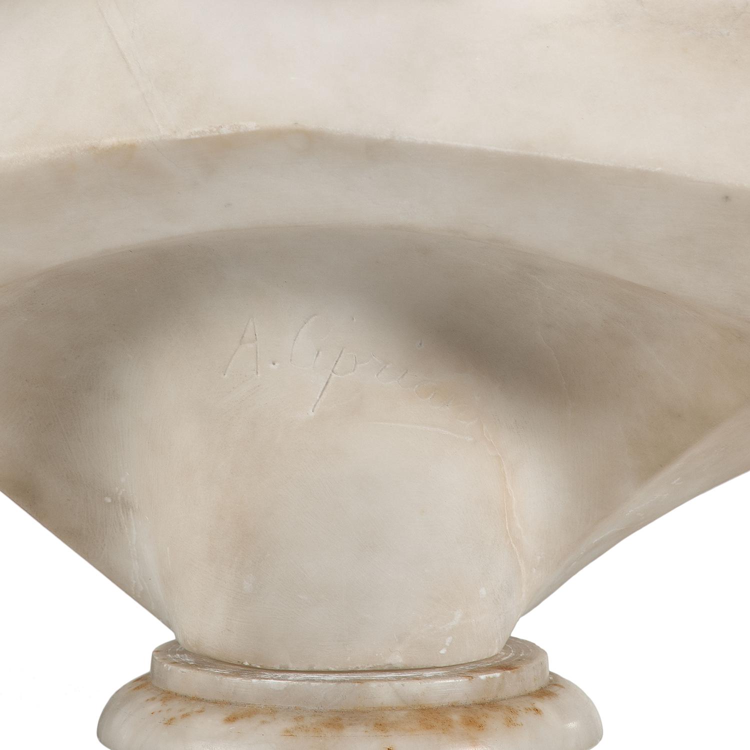 An Italian Marble Bust Attributed to Adolfo Cipriani with an Associated Marble Pedestal