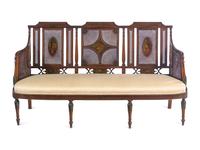 An Edwardian Painted Satinwood Caned Settee