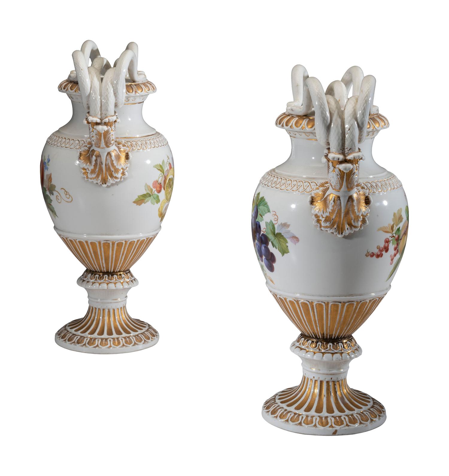 A Pair of Meissen Porcelain Urns