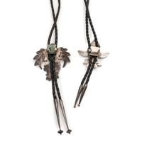 Zuni Mosaic Inlay Eagle Dancer and Knifewing Bolo Ties