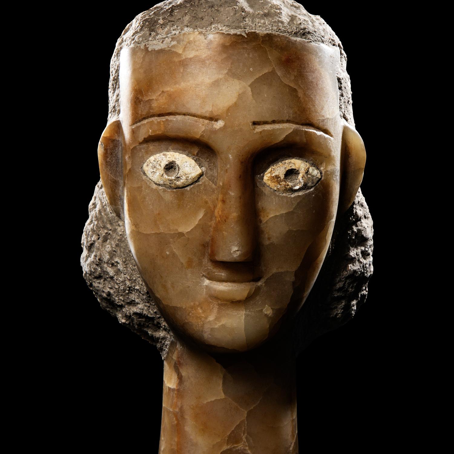 A South Arabian Alabaster Head of a Woman