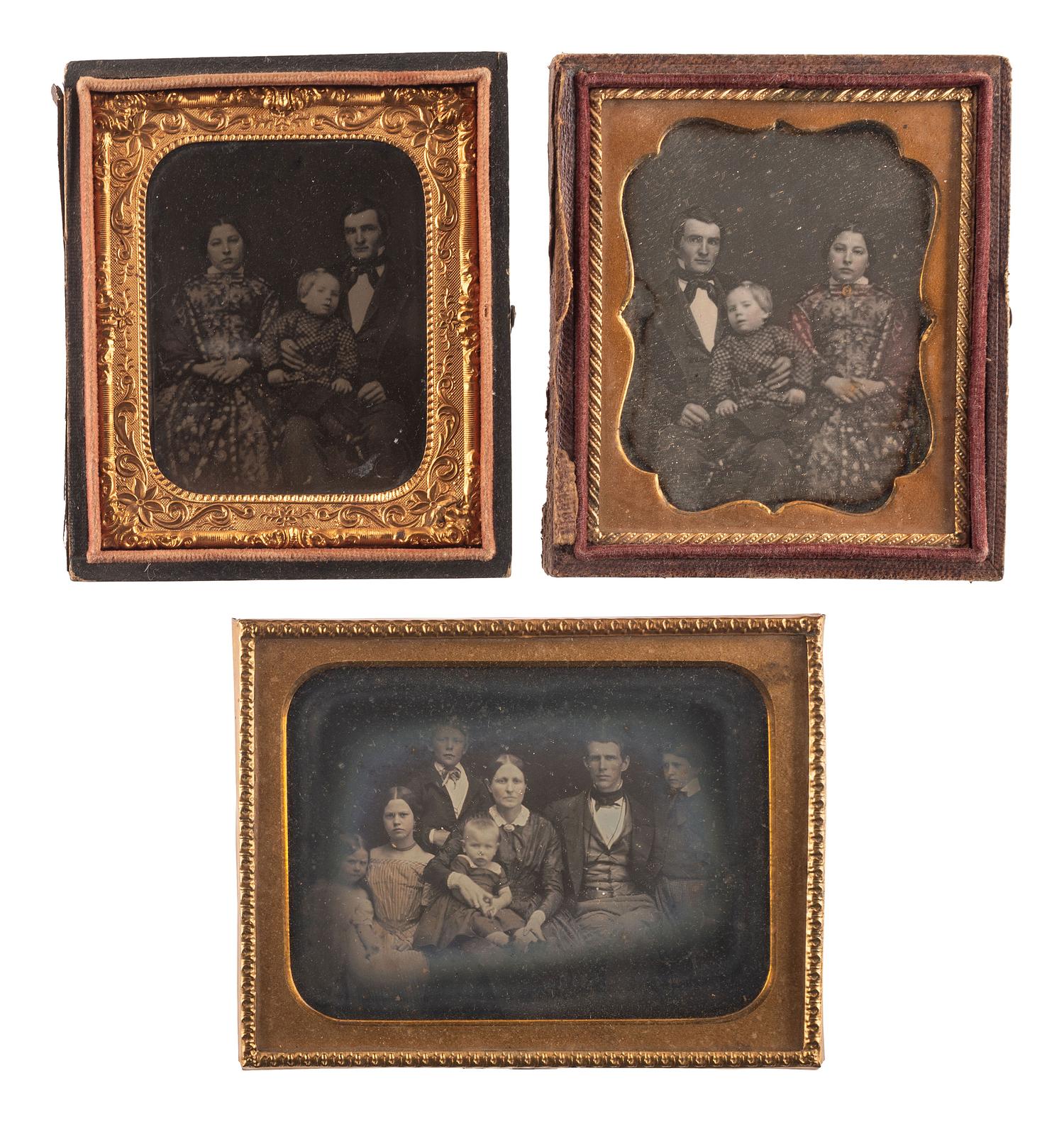 [EARLY PHOTOGRAPHY]. A charming collection of 6 family portrait daguerreotypes and one ambrotype, including: