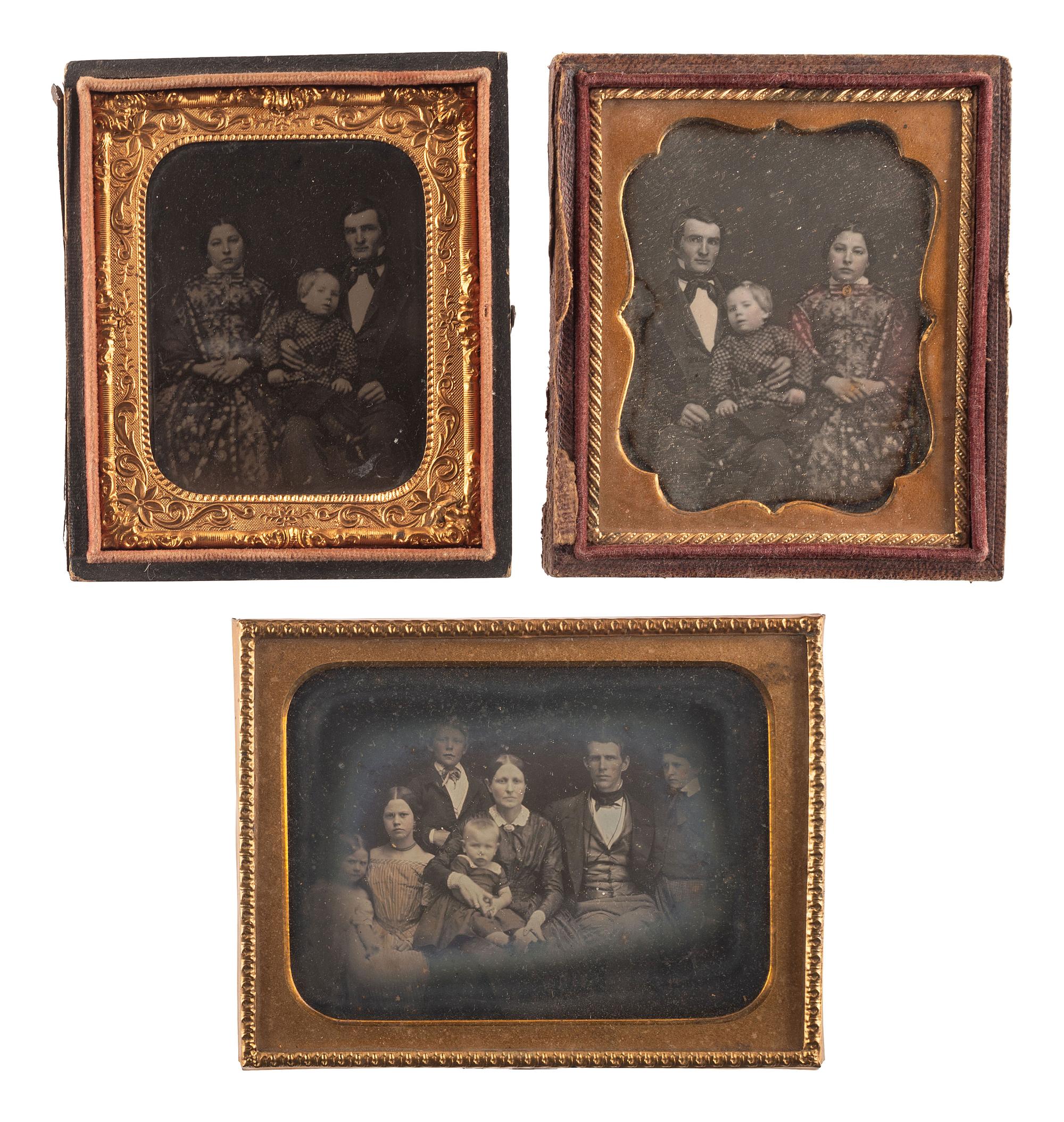 [EARLY PHOTOGRAPHY]. A charming collection of 6 family portrait daguerreotypes and one ambrotype, including: