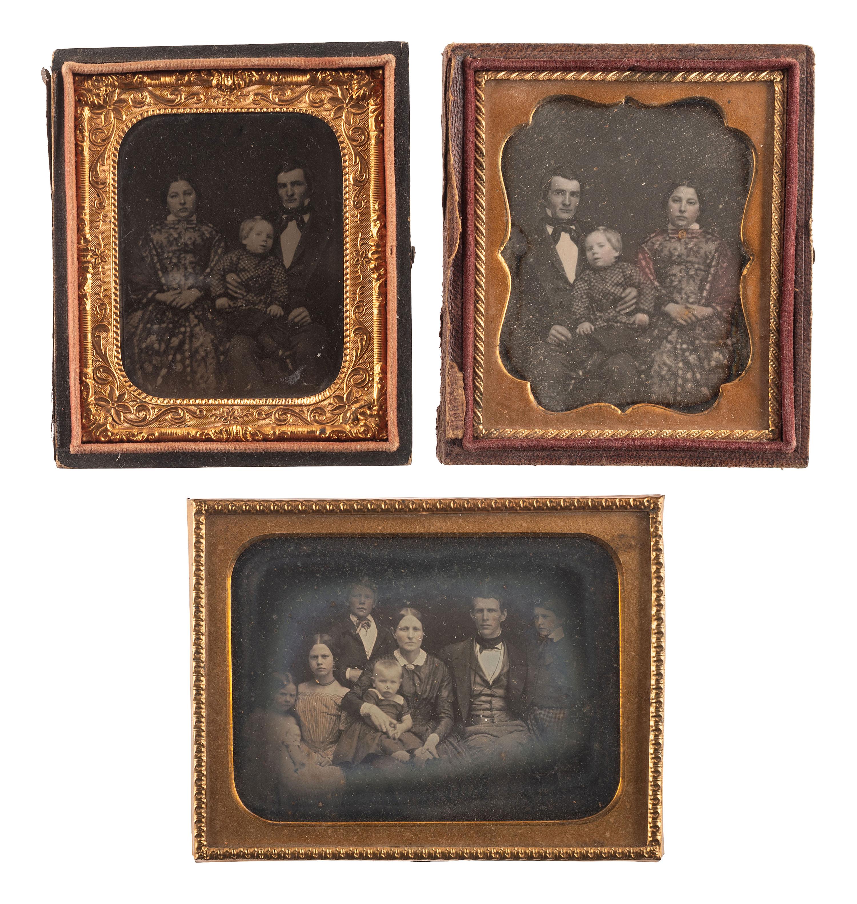 [EARLY PHOTOGRAPHY]. A charming collection of 6 family portrait daguerreotypes and one ambrotype, including:
