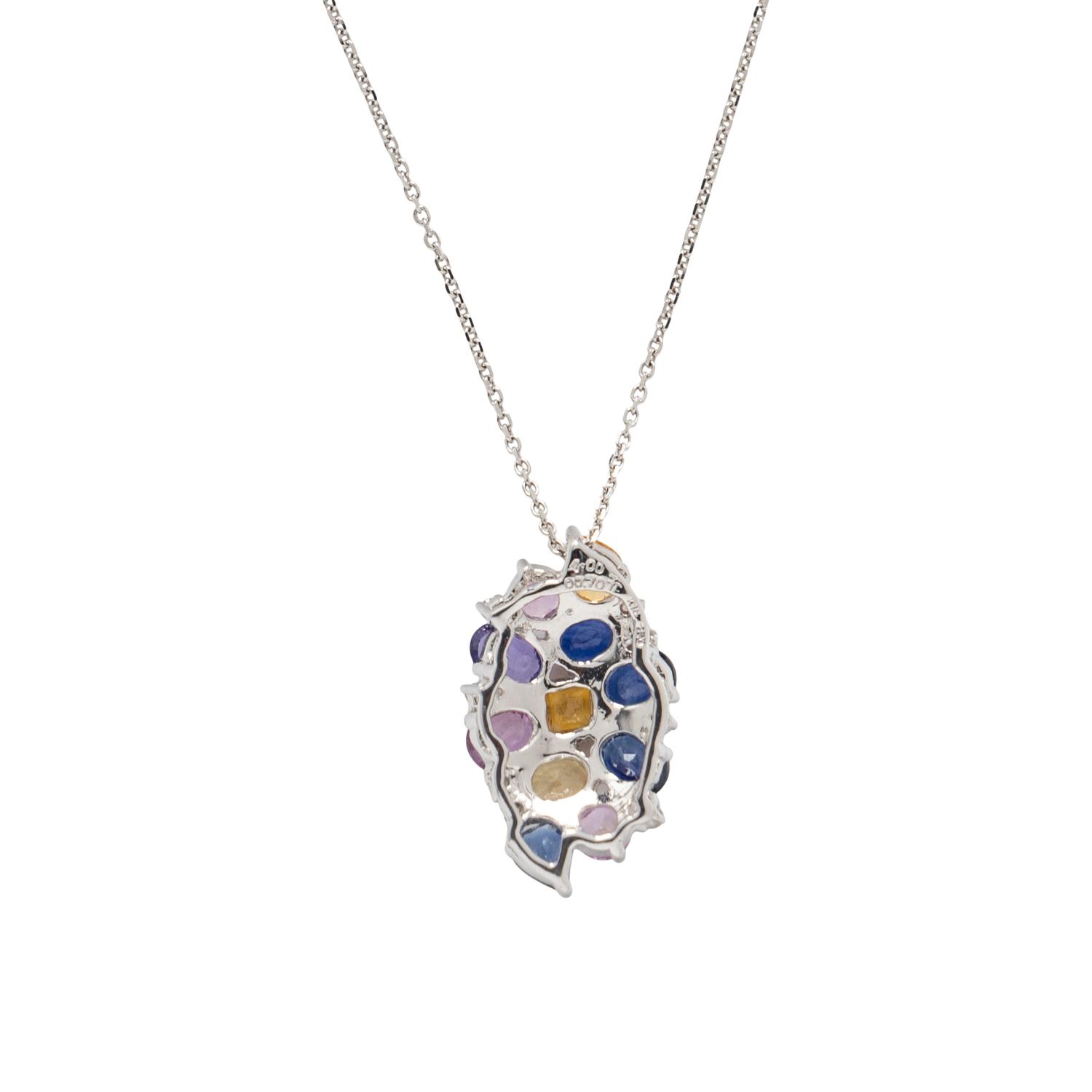 MULTICOLOR SAPPHIRE AND DIAMOND EARRINGS AND NECKLACE