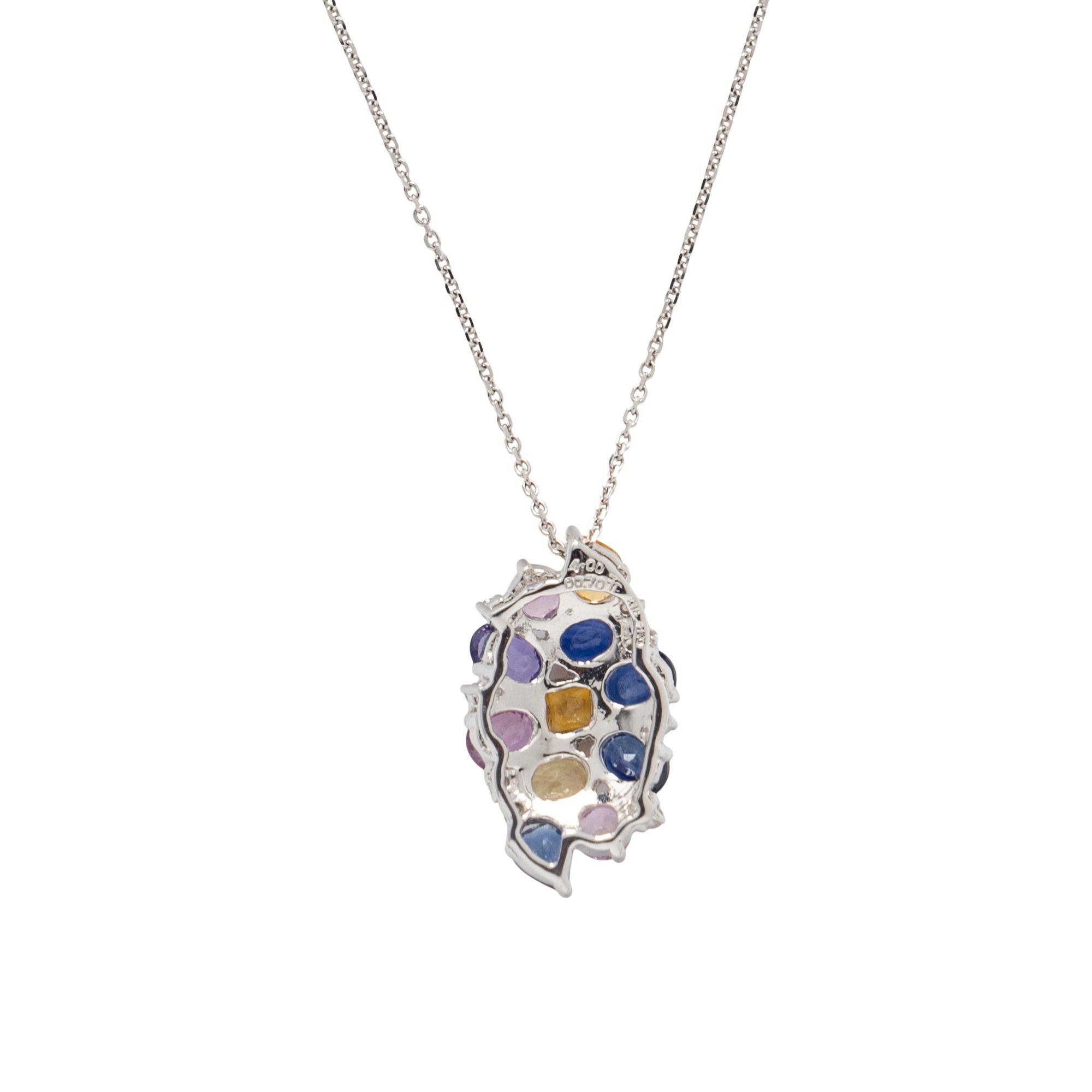 MULTICOLOR SAPPHIRE AND DIAMOND EARRINGS AND NECKLACE