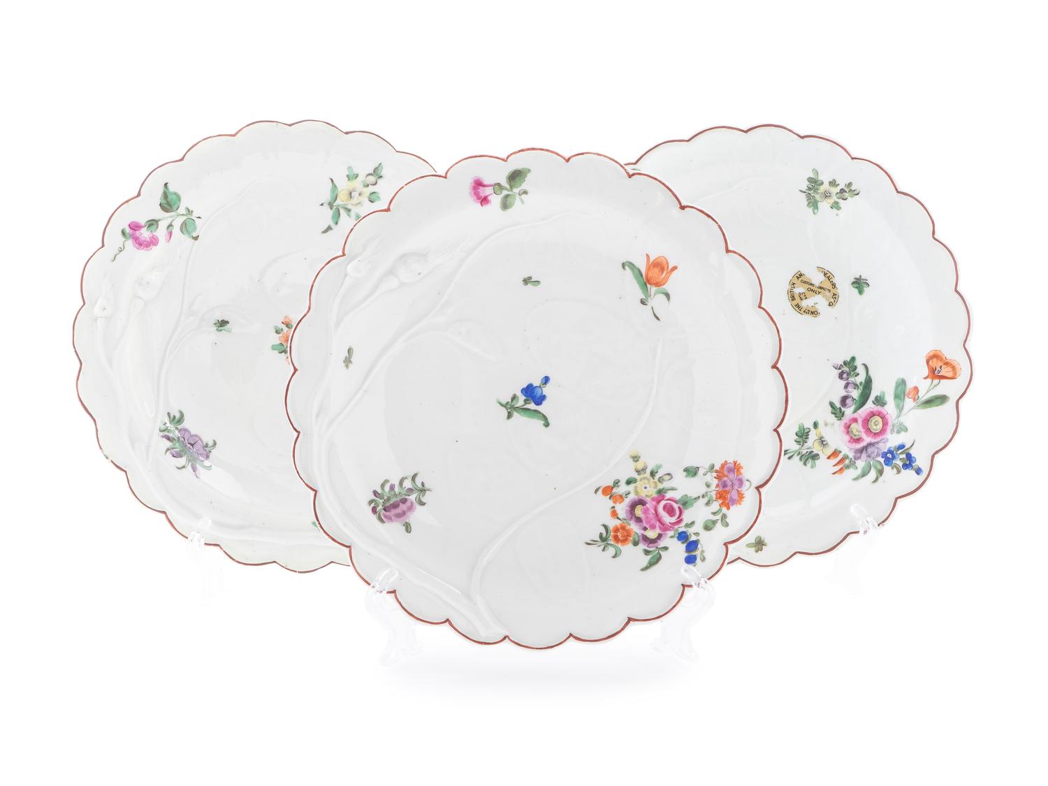 Three Worcester Plates — C. 1770