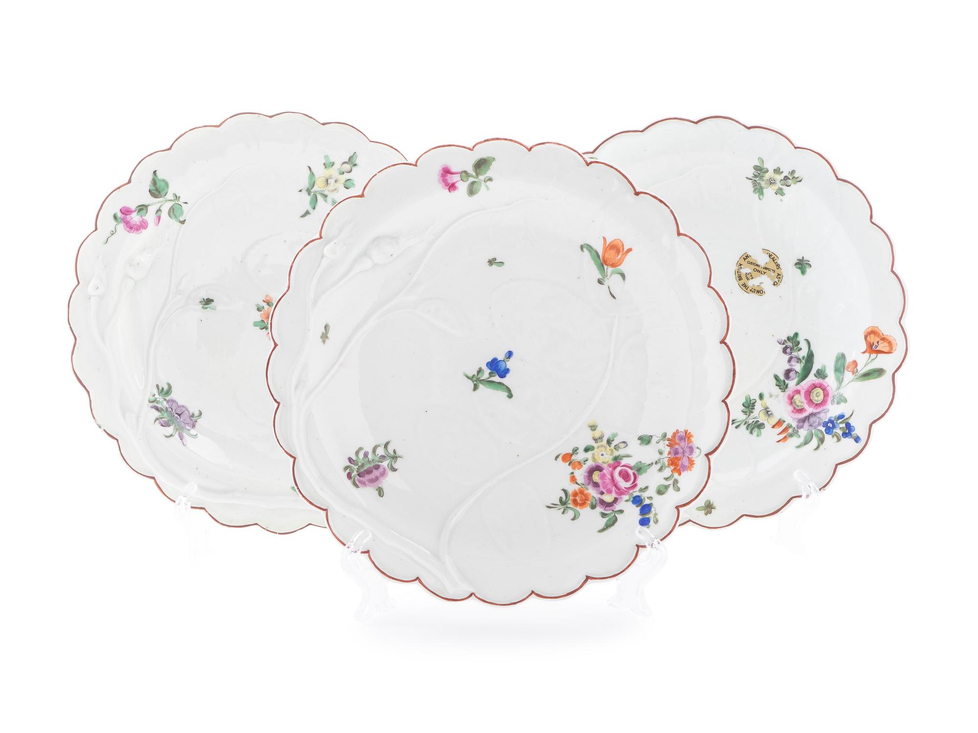 Three Worcester Plates — C. 1770
