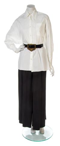 A Chanel Black and White Pant Ensemble, Top size 38.