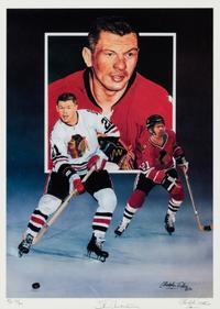 A Christopher Paluso Stan Mikita Signed Autograph Print Formerly Displayed at Mike Ditka’s Restaurant