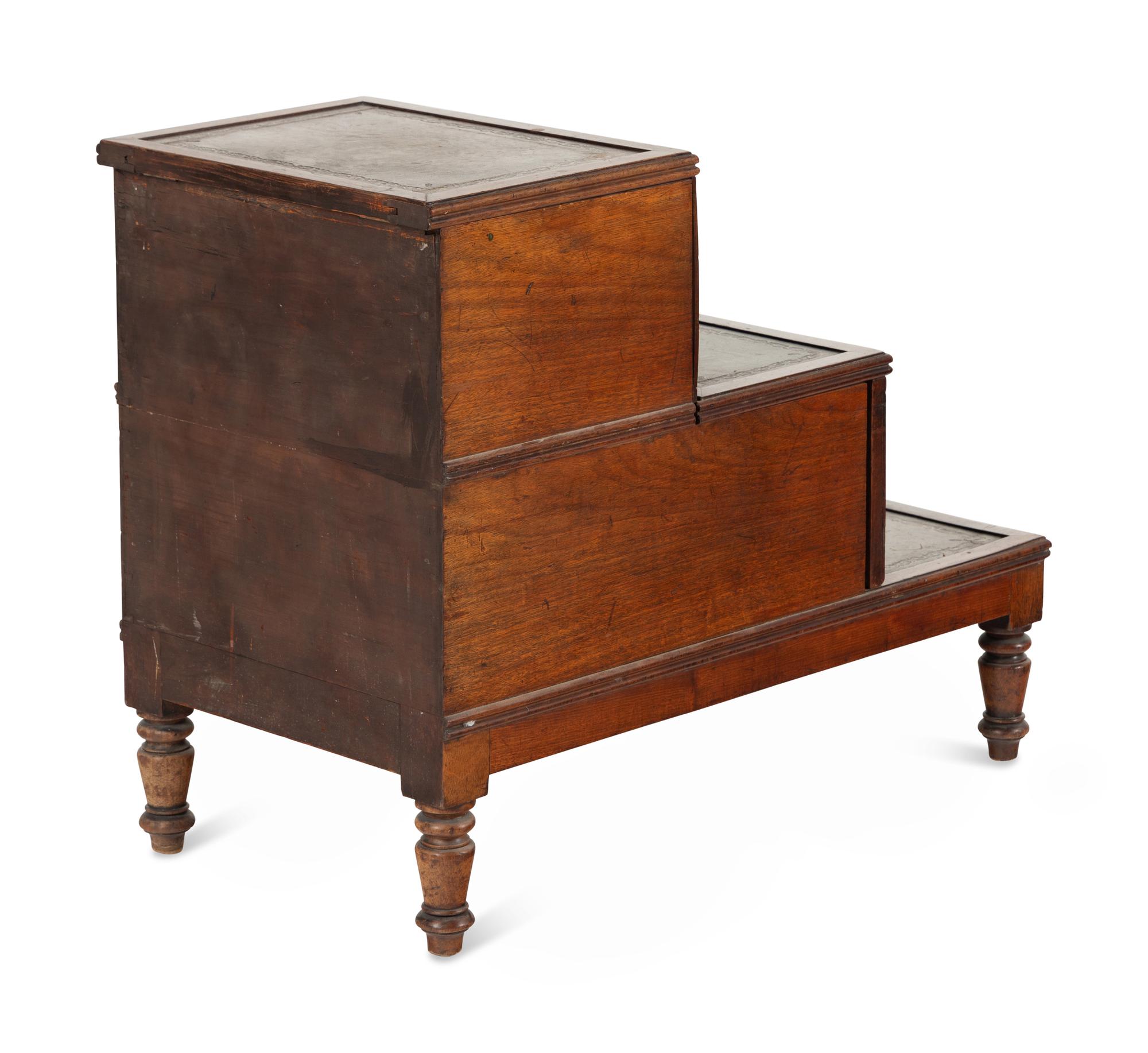 A Set of English Mahogany Bed Steps