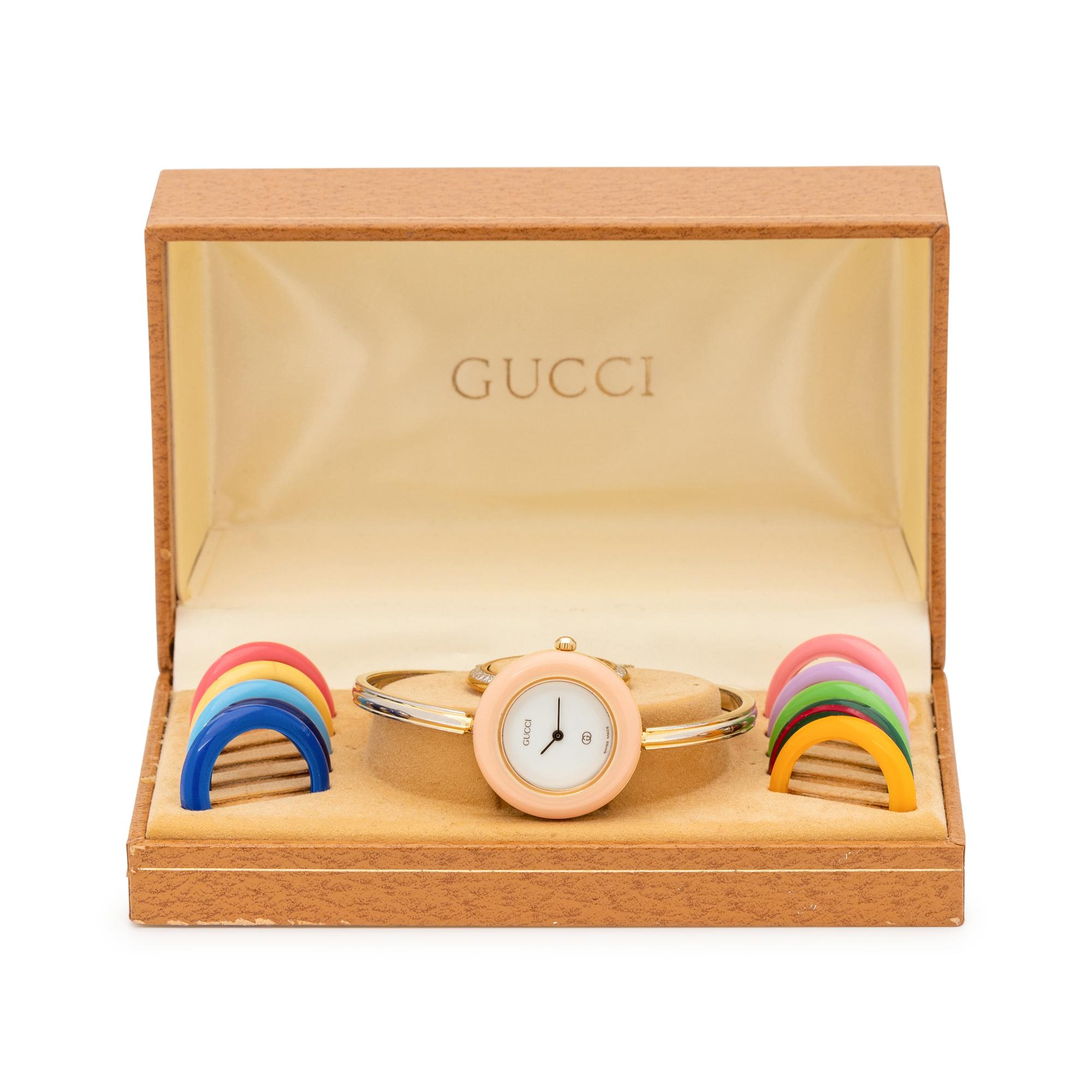 GUCCI, CONVERTIBLE GOLD-PLATED WRISTWATCH