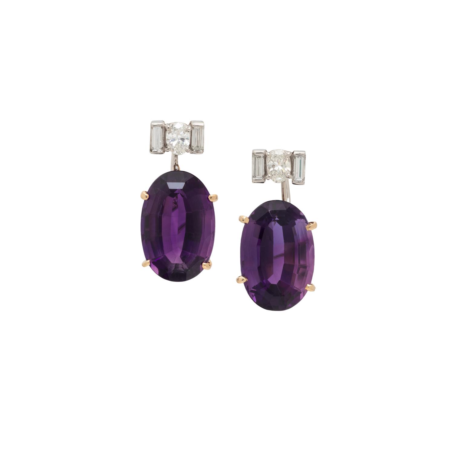 AMETHYST AND DIAMOND EARRINGS