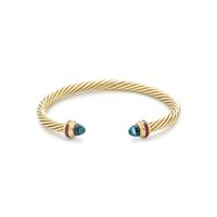 DAVID YURMAN, YELLOW GOLD AND GEMSTONE 'CABLE CLASSIC' CUFF BRACELET