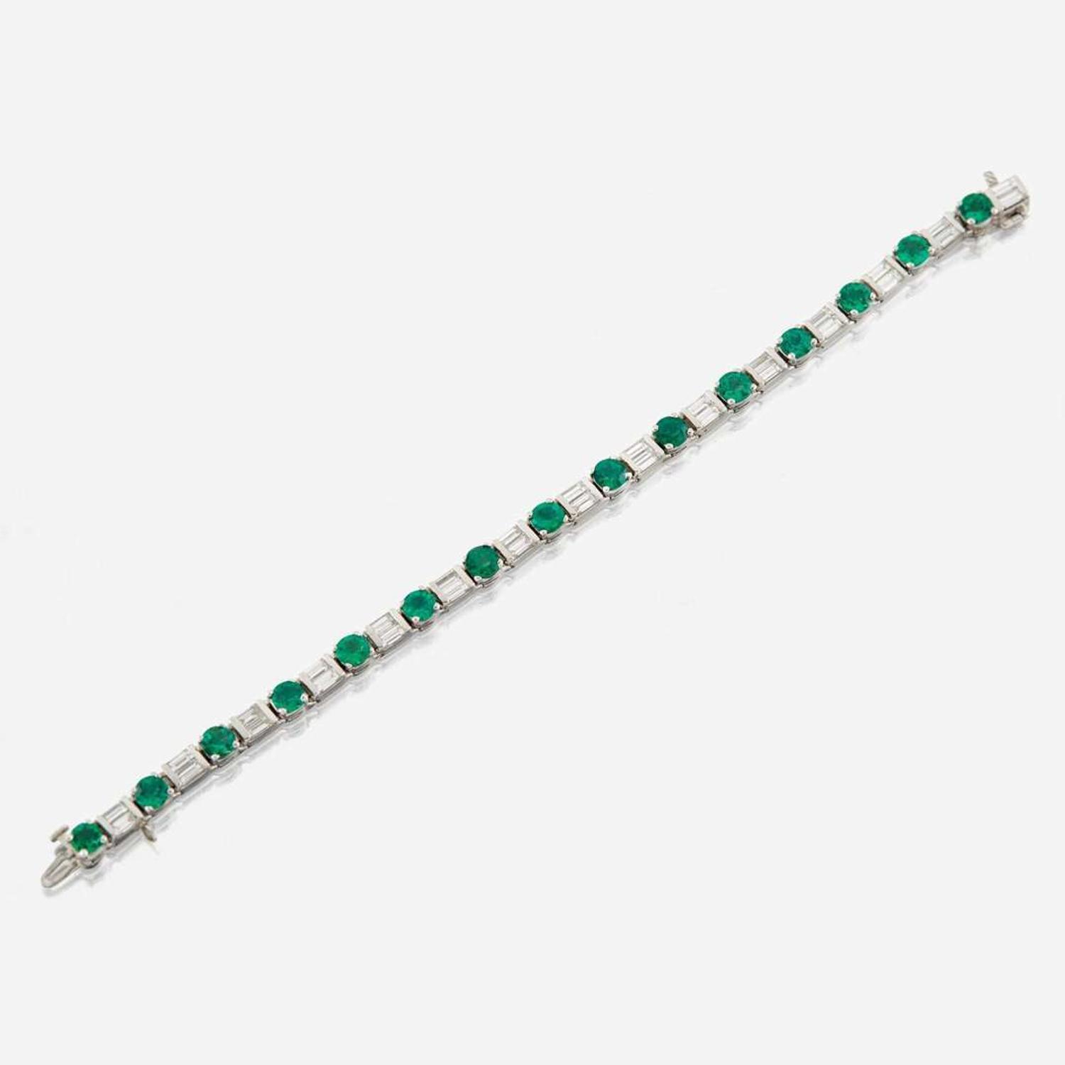 An emerald, diamond, and platinum bracelet, JB Star