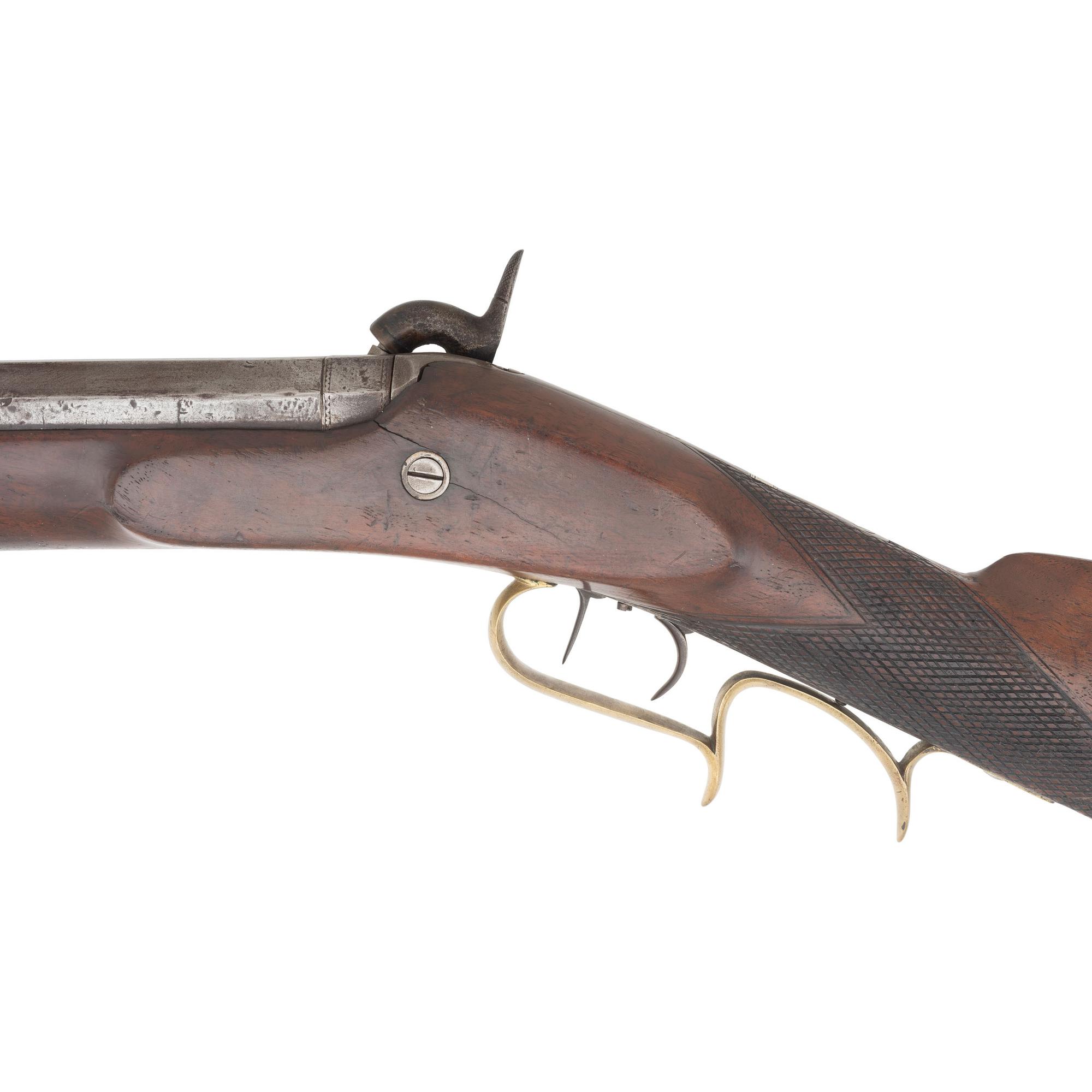 W Baker of Port Gibson, MS Marked Antebellum Half Stock Percussion Plains Style Rifle