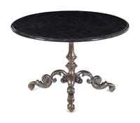A French Steel and Fossilized Marble Center Table