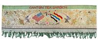 A Canton Tea Garden Metallic Thread Embroidered Panel Height 38 1/4 inches x width 53 feet 6 inches. — EARLY 20TH CENTURY
