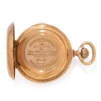 18K YELLOW GOLD AUTOMATON MINUTE REPEATER HUNTER CASE POCKET WATCH