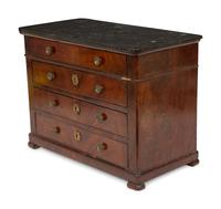 A Continental Diminutive Rosewood Marble-Top Chest of Drawers