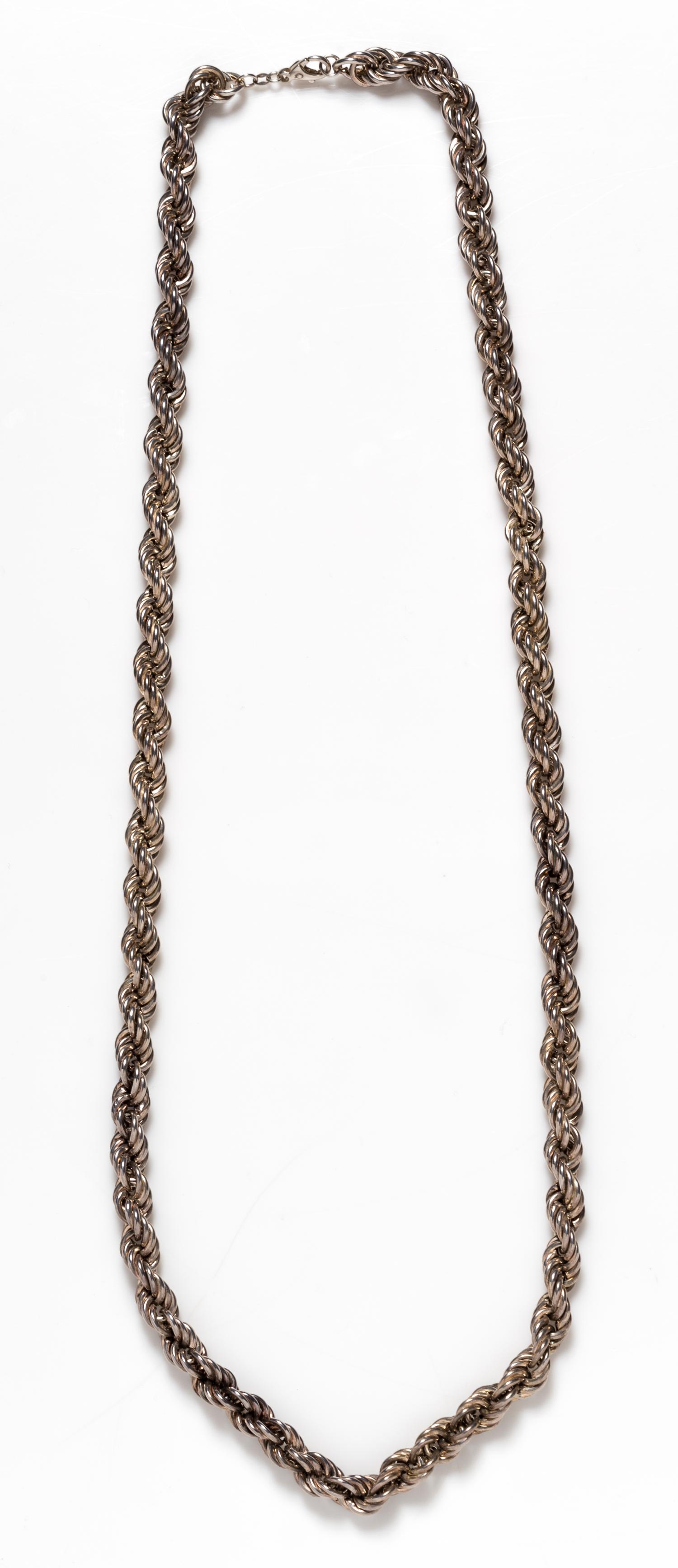 A Sterling Silver Rope Chain Necklace, 75.00 dwts.