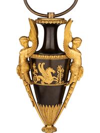 A Pair of Directoire Ormolu and Patinated Bronze Urns