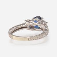 A Sapphire and Diamond White Gold Ring
