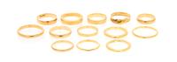 A Collection of Yellow Gold Rings, 27.60 dwts.