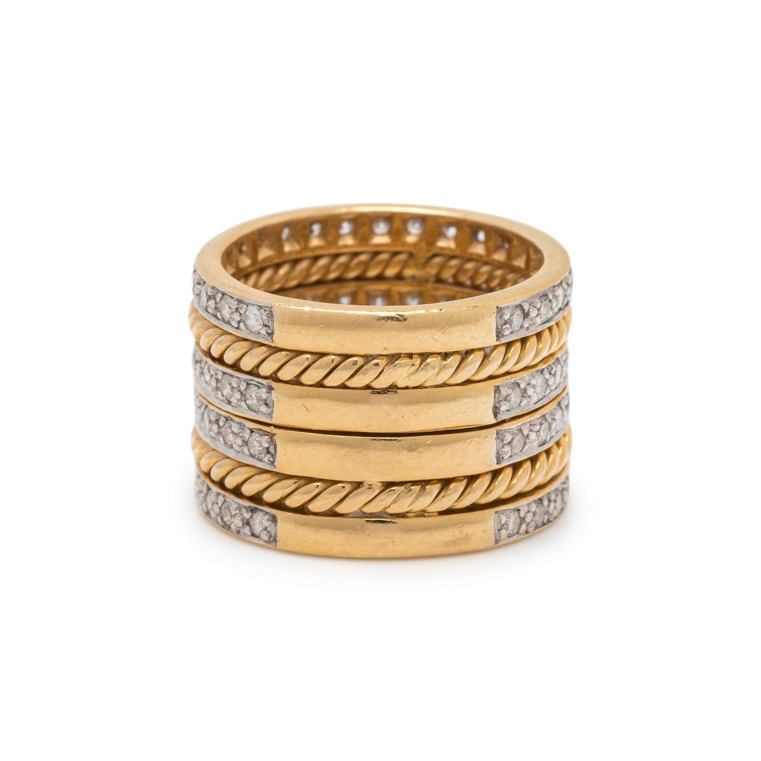 SONIA B., YELLOW GOLD AND DIAMOND RING