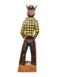 Carved Wood and Polychrome Painted Cowboy Sculpture