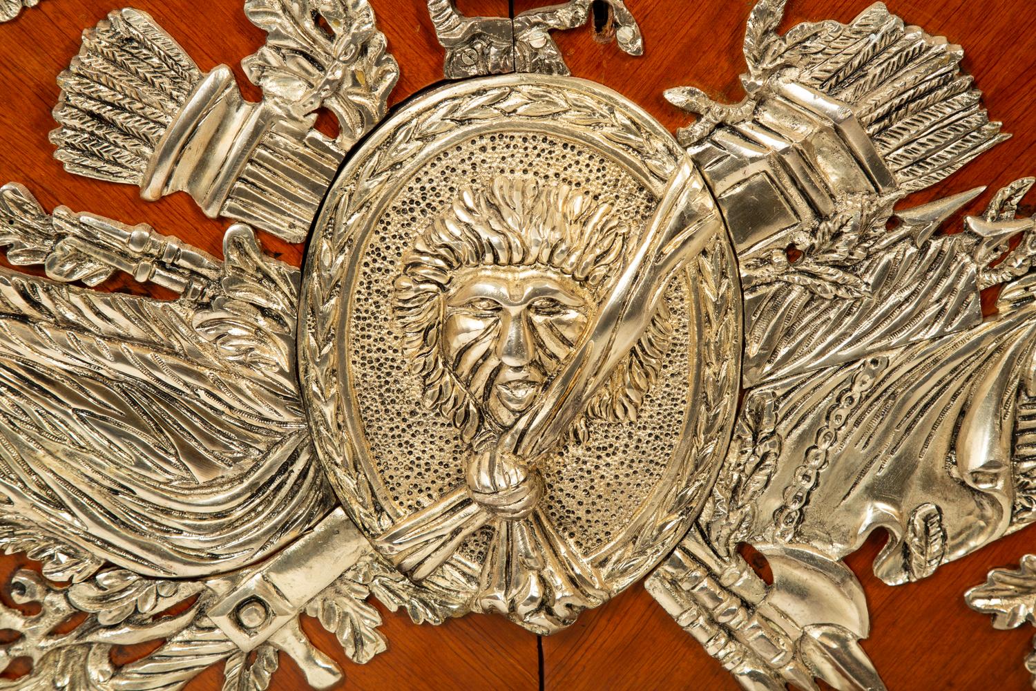 A Louis XVI Style Silvered Metal Mounted Marble-Top Commode à Vantaux after the Model by Guillaume Benneman — 20TH CENTURY
