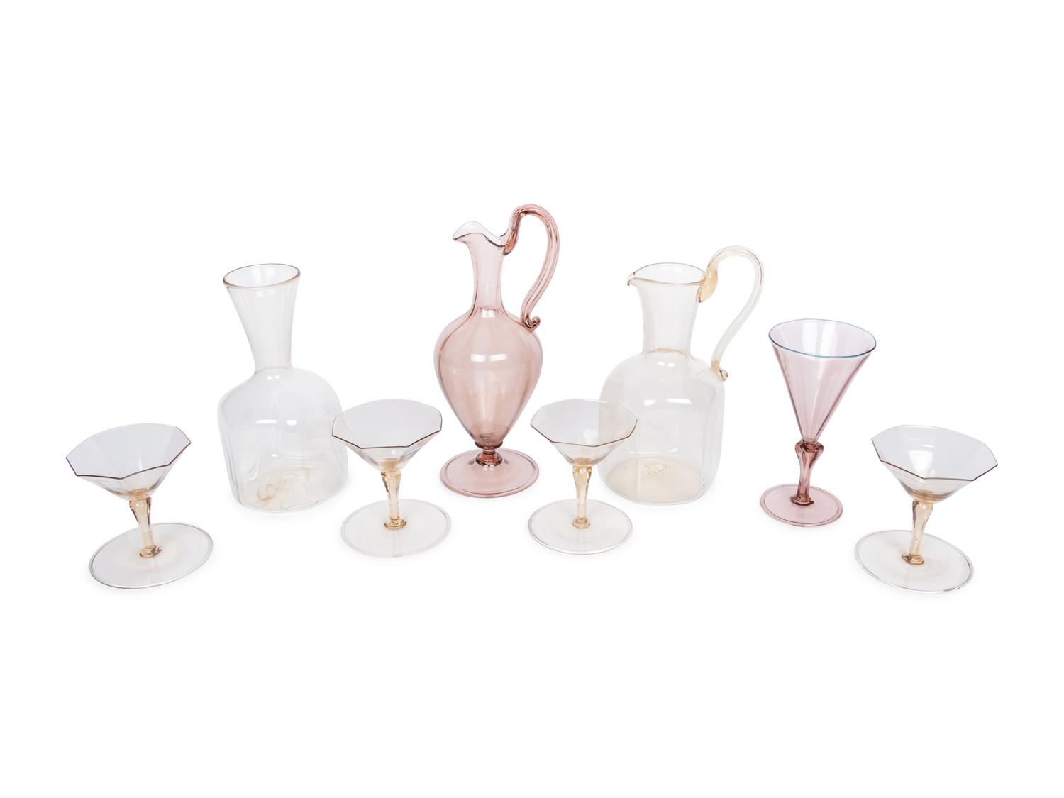 A Venetian Blown Glass Drink Service
