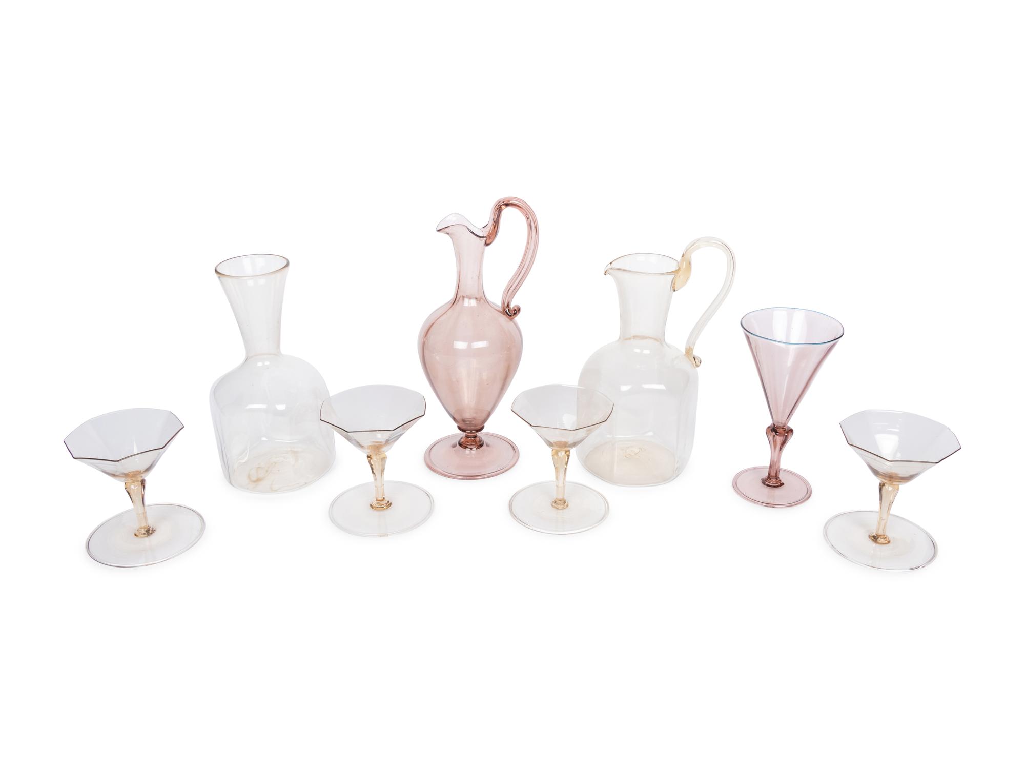 A Venetian Blown Glass Drink Service