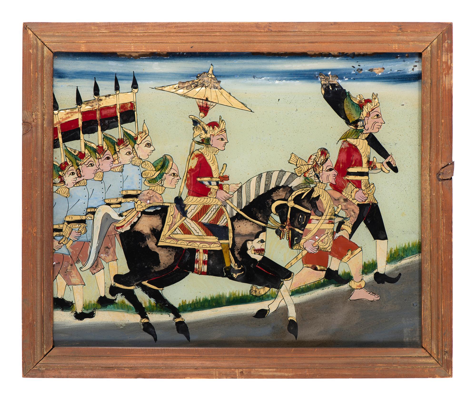 Three Javanese Reverse Glass Paintings