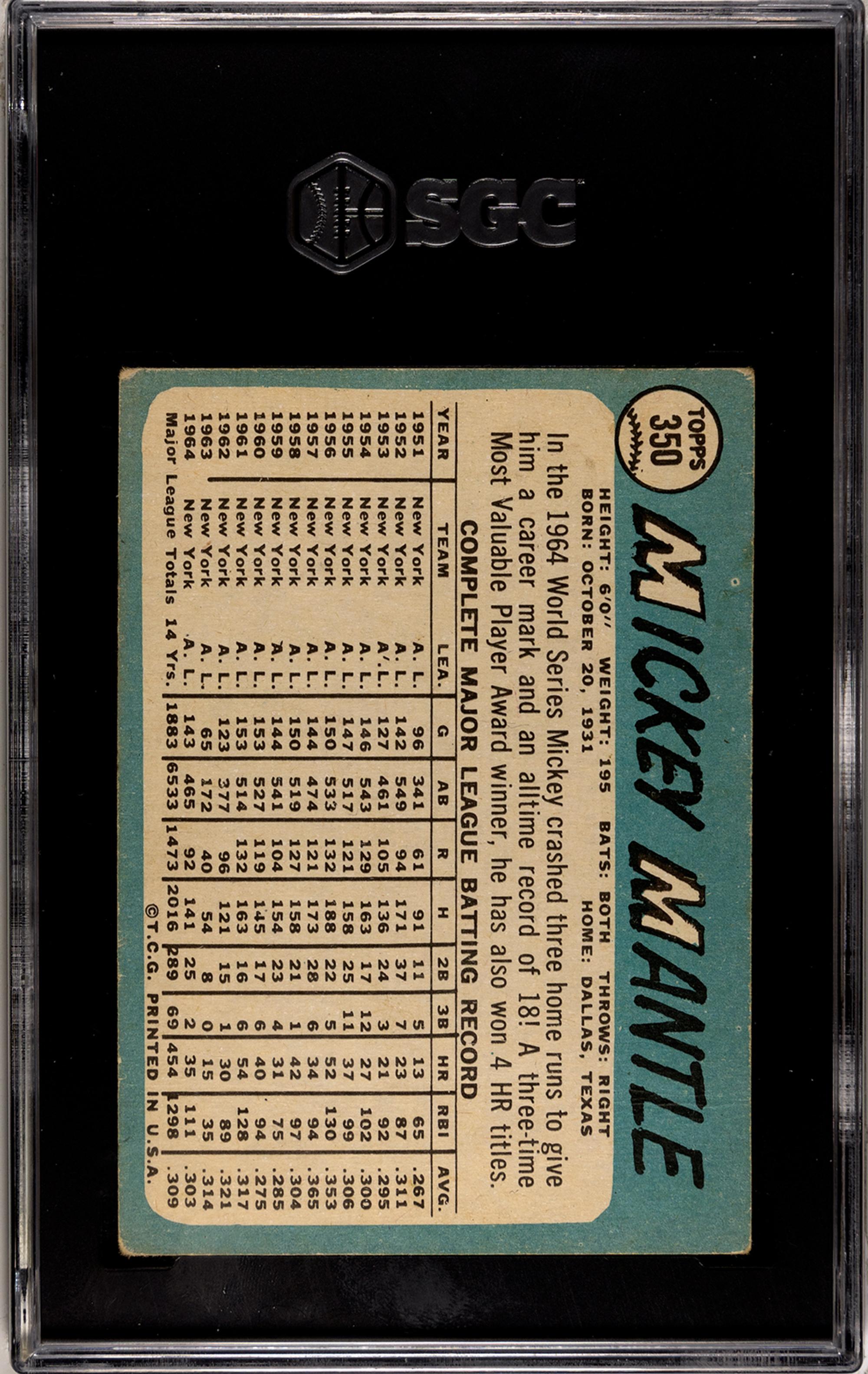 A Group of 1965 Topps Baseball Cards Including Mickey Mantle and Willie Mays SGC Graded Baseball Cards