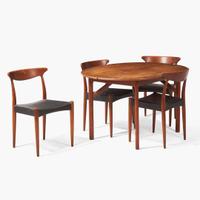 Scandinavian Modern Dining Table and Set of Four Side Chairs, Sweden, circa 1960s