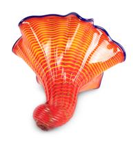 A Red and Yellow Persian Art Glass Vase in the Manner of Chihuly