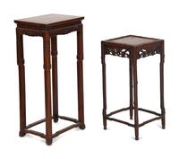 Two Chinese Carved Hardwood Jardiniere Stands