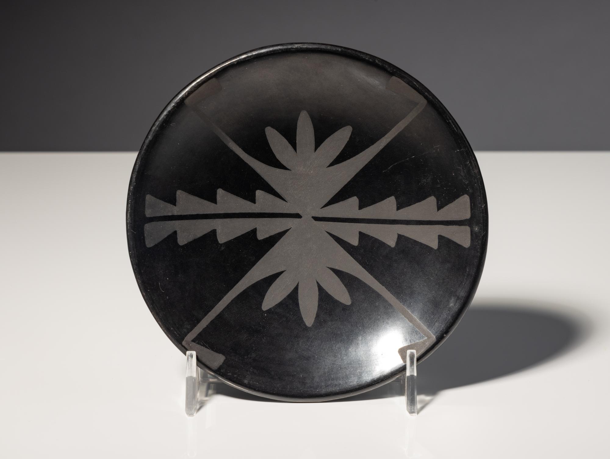 Matte on Black Plate, with Botanical Designs 1956-1959
