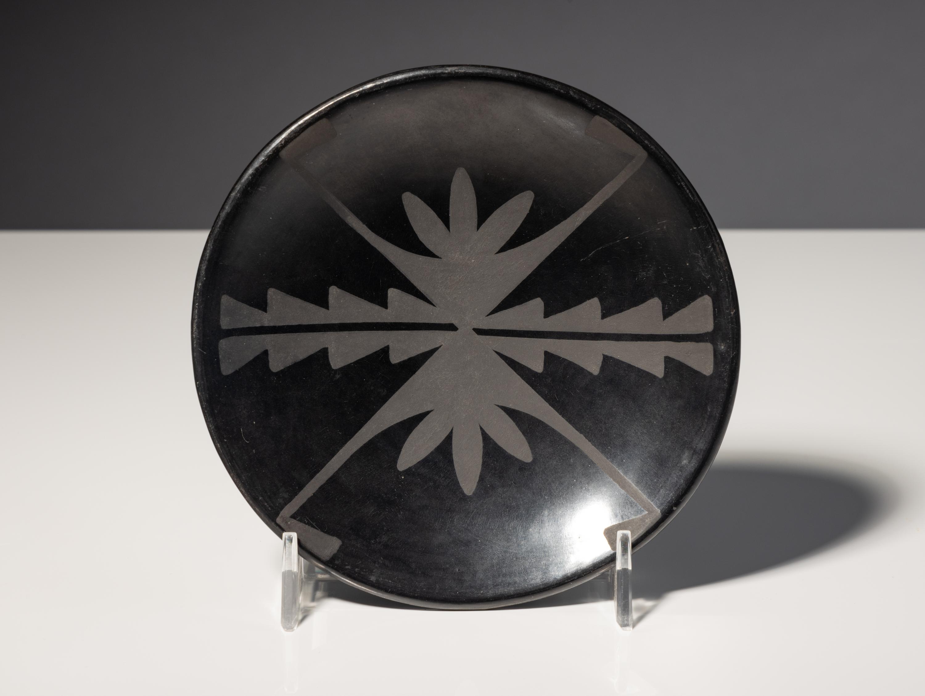 Matte on Black Plate, with Botanical Designs 1956-1959