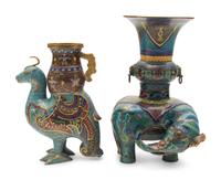 Four Chinese Cloisonné Enamel Animal Form Vessels