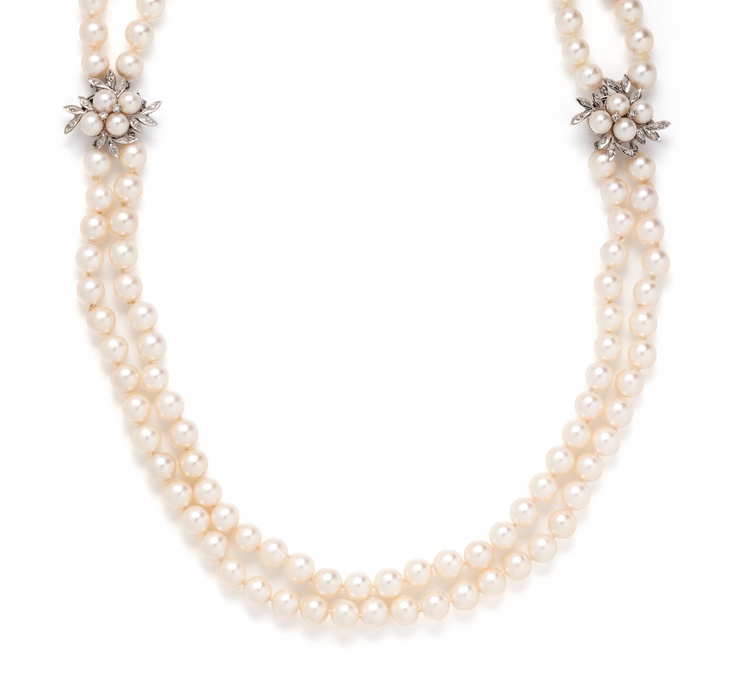 CULTURED PEARL AND DIAMOND NECKLACE