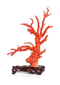 A Large Red Coral Figural Group Height 14 inches. — LATE QING DYNASTY/REPUBLIC PERIOD