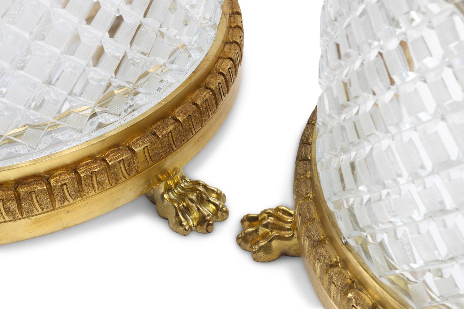 A Pair of Gilt Bronze Mounted Cut Glass Jardinières