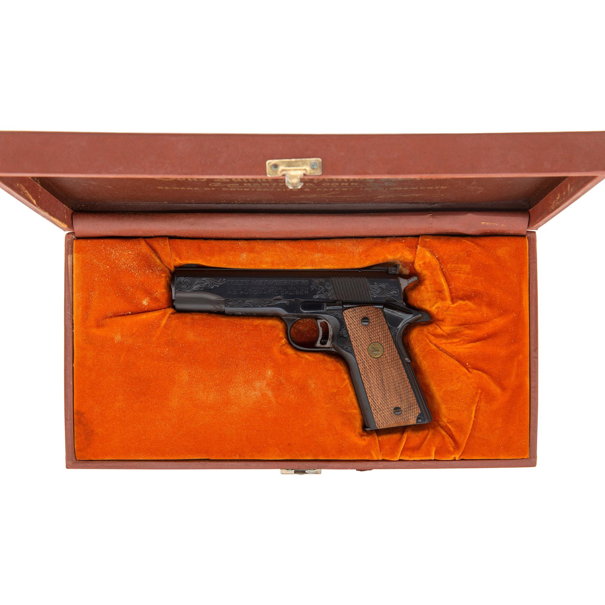 *1 of 2 Consecutively Numbered Colt Custom Shop Engraved Series 70 Gold Cup National Match Pistol in Factory Box